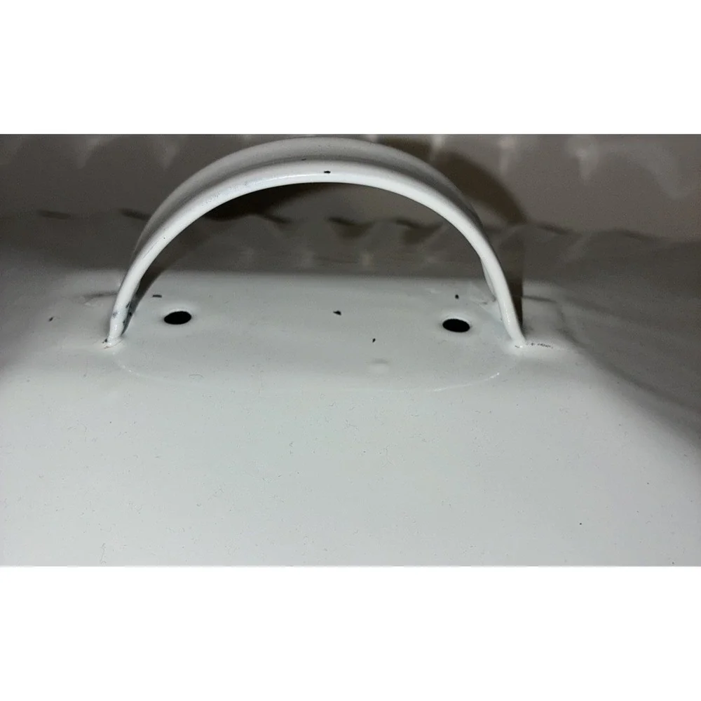 Bread‎ Box Enamelware Metal Bin White Retro Shabby Chic Farmhouse 11x9x7.5